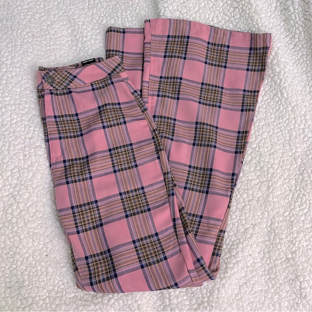 Pink Plaid Flare Pants